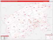 Harrisburg-Carlisle Metro Area Wall Map Red Line Style 2022